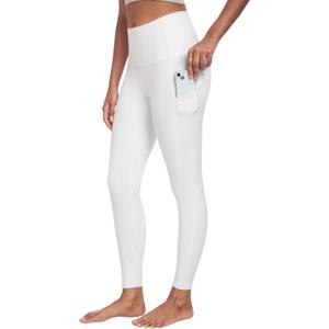 IUGA Leggings with Pockets for Women High Waisted Yoga Pants Women Tummy Control Workout Compression Running Leggings (X-Large, White)