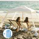 AMMSUN Beach Cabana with Beach Blanket, 7' x 7' Boho Canopy with Tassels, Premium Wood Pole, Fringe Cabana Tent with Sand Pockets, Instant Sun Shade for Sand, Garden, Outdoor, Elegant White