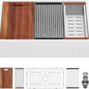 GhomeG 33 Inch White Farmhouse Kitchen Sink Workstation