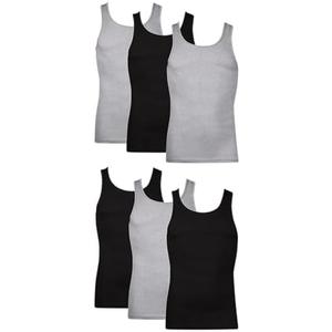 Hanes Men's Tank Top Undershirt Pack, Moisture-Wicking Cotton Ribbed Tanks for Men, Multi-Pack, White or Black/Gray XL