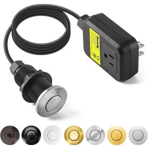 Garbage Disposal Air Switch Kit Sink Top Waste Disposal Long Stainless Steel Brushed Nickel On/Off Air Button Food and Waste Disposals Part by Etoolcity, UL Listed