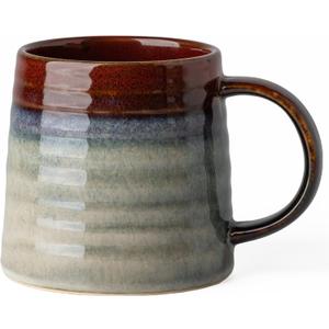 Ceramic Coffee Mugs, 16oz, Large Capacity, Wide Bottom, Transmutation Glaze Craft, Handmade Pottery Mug, Tea Cups with Handle for Office/Home, Dishwasher and Microwave Safe (Black Red)