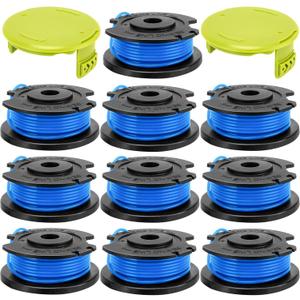 Replacement Spool for Greenworks Weed Eater String, 0.065"-16ft Line for Greenworks Weed Wacker String, Auto-Feed Spool Single Line Cordless Trimmers (10 Spool+2 Cap)