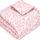 Yurhap Leopard Print Baby Blanket Fleece Baby Blankets for Girls, Ultra Soft Cozy Fluffy Infant Toddler Newborn Receiving Blankets for Crib Stroller, 30"x40", Light Pink
