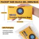 TUXIYA 24Pack (200g Each) Rechargeable Silica Gel Desiccant Packets,Color Indicating Desiccant Packs for Storage,Moisture Absorbers for Storage Bins,Suitcase,Safes,3D Filaments,Wet Zones and Cars
