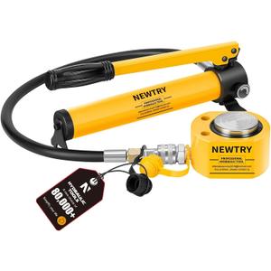 NEWTRY 10T Low Profile Hydraulic Jack Porta Power Kit + CP-180 Manual Hydraulic Hand Pump, Industrial Mini Hydraulic Cylinder, Stroke 0.4 (10T Hydraulic Jack + cp-180 pump)