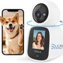 Noorio Two Way Video Calling Camera, 2K One Click Call Pet Camera Indoor with Phone App, 360 PTZ Dog Cam with Speaker, Color Night Vision Security Cameras, CL200