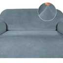 Turquoize Velvet Loveseat Covers Stretch Love Seat Couch Covers for 2 Cushion Couch Velvet Sofa Cover with Non Slip Elastic Bottom Furniture Cover Crafted from Soft Fabric(Loveseat, Stone Blue)