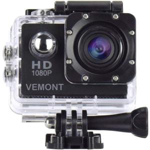 VEMONT Action Camera, 1080P 12MP Sports Camera Full HD 2.0 Inch Action Cam 30m/98ft Underwater Waterproof Snorkel surf Camera with Wide-Angle Lens and Mounting Accessories Kit (Black)