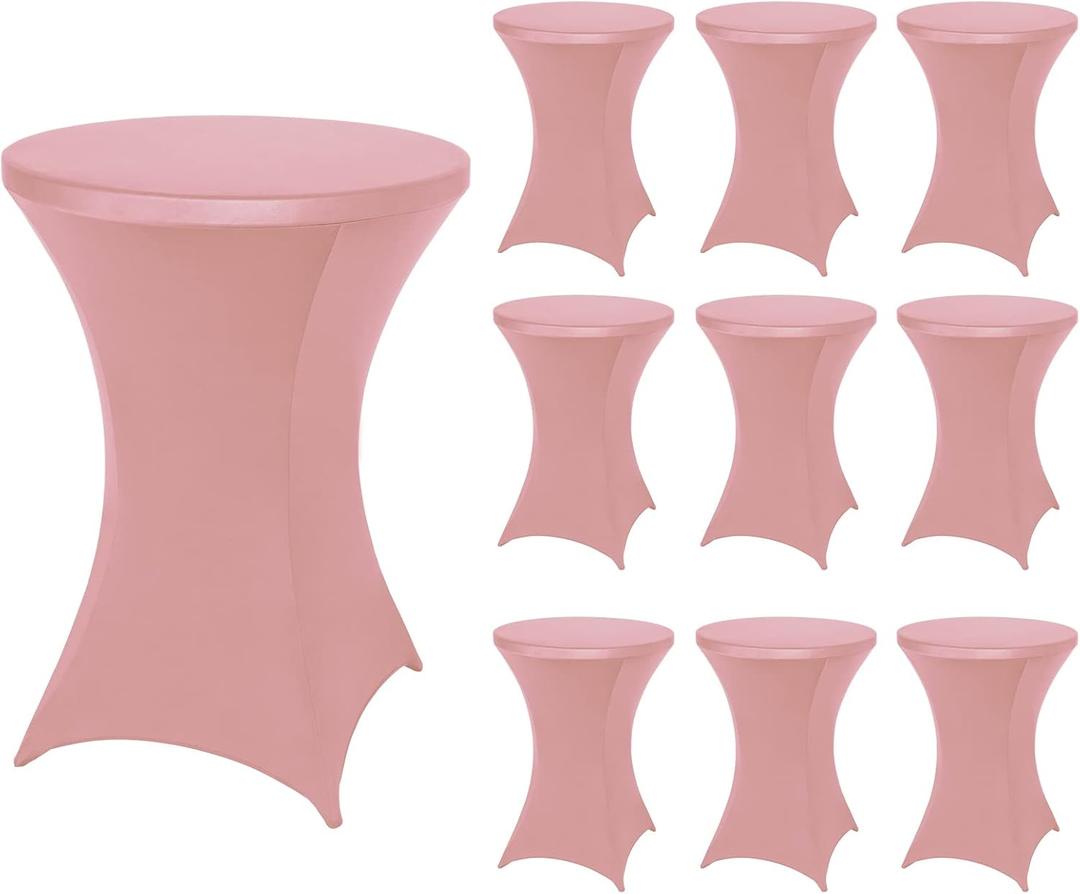 FestiCorp Small Round Tablecloth Fitted Cocktail Table Covers 32x43 Inch, 30-32 inches diameter x 40-43 inches height