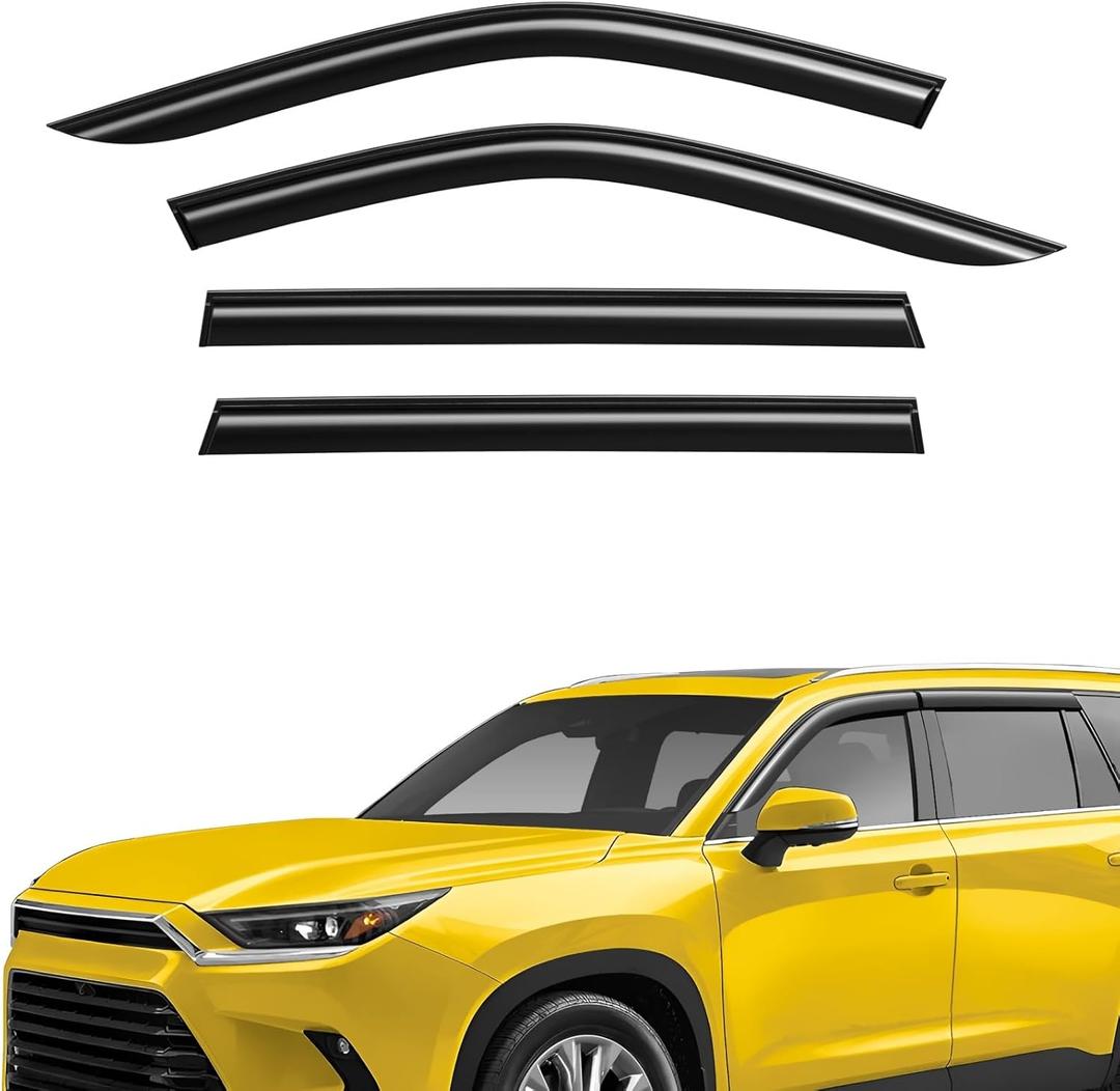 Extra Durable Window Deflectors Tape-On Window Visors Rain Guards Fit for Toyota Grand Highlander 2024-2025, Sun Visors, Wind Vent for Shades, Exterior Car Accessories - 4pcs. AG0753