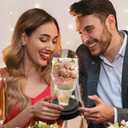 Gift for Her Forever Flower Bouquet for Delivery Prime Preserved Pink Roses Glass Dome LED Light 100 Languages I LOVE YOU Necklace Mothers Day Birthday Romantic Valentines Gift for Wife Women Mom