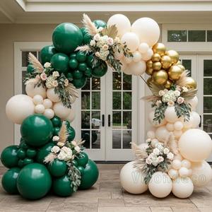 Emerald Green and Gold Balloon Arch Kit – Double Stuffed Dark Green, Cream White and Metallic Gold Balloons for Birthday, Graduation, Jungle, Safari, Wedding, Baby Shower, Fall Party Decor, 9.17 x 9 x 0.78 inches