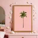 Framed Palm Tree Canvas Wall Art,Pink Background Tropical Palm Painting Picture Wall Decor,Girl Beach Poster Print Artwork,for Bedroom Living Room Girls Room Home Decoration 8x10inch