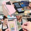 Minimalist Wallet Credit Card Holder Slim Wallet for Men Women, Soft Leather Front Pocket Wallet Small Compact Wallet Thin Card Case ID Window RFID Blocking Card Organizer Quick Access You Need (Pink)