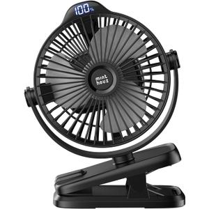 Minthouz Clip on Fan - 720 Rotation Portable Small Fan with LCD Digital Display, 8000mAh Low Noise Desk Fan for Outdoor Camping/Stroller/Home/Office