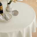 Decorelia Waterproof Round Tablecloth for Round Dining Table, Decorative Rustic Soft Wipeable Table Cloths Cover Indoor Outdoor Use for Holiday,Wedding, Kitchen (70 Inch,Round (4-6 Seats),Ivory)