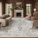 GENIMO 8x10 Washable Area Rugs for Living Room, Non Slip, Gray Beige