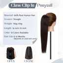 Rich Choices Claw Clip Ponytail Extension Human Hair #2 Dark Brown Real Hair Ponytail Extension Balayage 18 Inch Clip In Long Ponytail Hair Extensions Straight For Women One Piece 115g