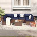Aoxun 14-Piece Outdoor Cushions Covers with Zippered and Anti-Slip Dot, Patio Cushion Covers Replacement for Outdoor Furniture, Washable Reusable Couch Protectors, Navy Blue (Covers Only)