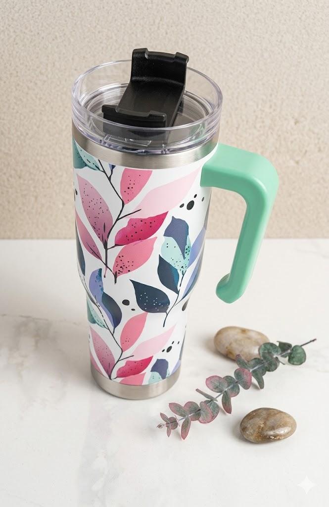 B WELL Abstract Pastel Flower Tumbler 30 oz.