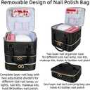 Nail Polish Organizer Bag, 3 Layers Nail Kit Organizers and Storage Case Holds 84 Bottles(15ml/0.5fl.oz)& Nail Lamp, Large Shoulder Bag Travel Carrying Case Box for Nail Supplies