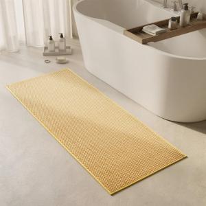 Triohero Bathroom Runner Rug, Long Bath Mat Washable Thin Quick Dry Low Pile Bathroom Runner Rugs 24 x 60 Non Slip, Yellow 24"x60", 24"x60" Rectangular