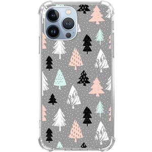 Pink White Black Christmas Trees Case Compatible with iPhone 15 Pro Max, Winter Christmas Cartoon Case for iPhone 15 Pro Max, Cool TPU Bumper Phone Case Cover