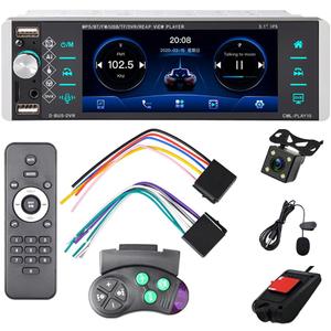 Car Stereo Bluetooth,Car FM Radio, Bluetooth Hands-Free Receiver Car MP3 Player with Steering Wheel Control Support AM/RDS/AUX/4 USB Ports/SD/AI Voice Control/Mirror Link with DVR Rear Camera MIC