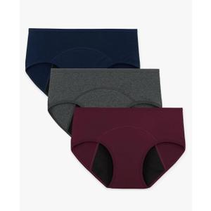 NNERSY Period Underwear for Women Teens Leak-Proof Menstrual Cotton Protective Hipster Panties 3 Pack Medium