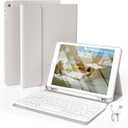 Case with Keyboard for iPad 10.2 inch 2021/2020/2019, iPad 9th/8th/7th Generation Detachable Bluetooth Keyboard Cover with Pencil Holder, Multi-Angle Stand for Study/Office/Travel (Gray)