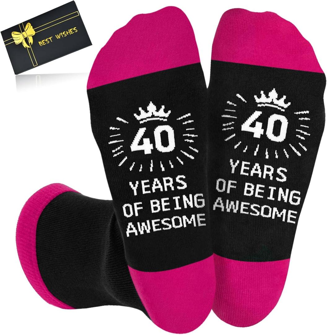 Birthday Gift for Women 40th & 50th Funny Crew Socks - Birthday Gifts for Her, Gift Ideas for Mom Wife Sister Friends