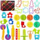 29PCS Play Dough Tools Set, Kids Clay Molds Kit with Cutters Roller, Rolling Pins, Safety Scissors and Extruder Storage Box, Non-Toxic ASTM Certified, Toys for Toddlers Boys Girls Ages 3-8 (Colorful)