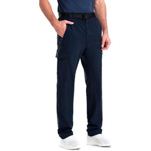 clothin Men's Elastic-Waist Travel Pant Stretchy Lightweight Pant Multi-Pockets Quick Dry Breathable (Blue, M)