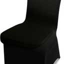 LIUJIAYI 50 Pcs Black Stretch Chair Covers - Premium Polyester Spandex Slipcovers for Wedding, Party, Banquet, Dining & Event Chairs