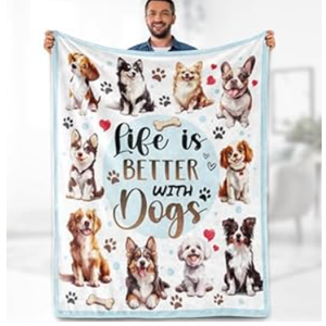 Dog Blanket Gifts for Women Kids Girls Boys Cute Puppies Pet Lovers Themed Throws Soft Cozy Bed Couch Plush Birthday Christmas Lightweight Blanket 50"x60" 
