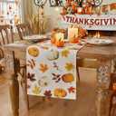 2 x Thanksgiving Fall Table Runner Pumpkins Maple Leaf Fall Runner for Table Seasonal Holiday Autumn Thanksgiving Decoration 13x48 Inch