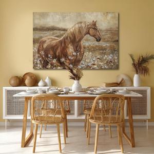 ZENPEE Horse Canvas Wall Art for Living Room Large Brown Horse Painting Western Farmhouse Wall Decor Above Couch Rustic Animal Wall Art 32x48 Inch