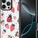 for iPhone Case - [6.6 ft Military-Grade Drop Protection] [Anti-Peel Technology] Clear Black TPU Bumper Case with Cute Design (Strawberry, iPhone 16 Pro)
