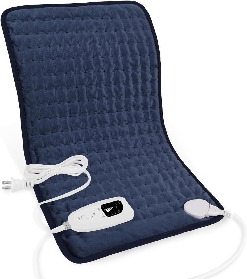 Deepsoon Heating Pad,Electric Heating Pads for Back,Neck,Abdomen,Moist Heating Pad for Shoulder,Knee,Arms,Legs,Dry/Moist Heat & Auto Shut Off,Christmas Gifts for Men and Women,Navy Blue,24x12 Inch