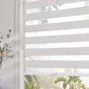Persilux Cordless Zebra Blinds for Indoor Windows, Light Filtering Sheer Shades, Upgraded Cassette, Dual Layers Light Control for Day and Night for Office, Easy to Install (58" Wx64 H, Linen Cream)