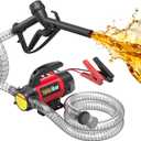 TaskStar Diesel Transfer Pump Kit: 12V 13GPM Electric Fuel Transfer Pump with Fuel Nozzle & Hoses for Diesel Kerosene Transformer Oil, Portable Self-Priming Pump for Tractor Truck Boat (Scarlet)