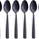 Matte Black Teaspoon Set of 6, FULLYWARE 7.0 inches Stainless Steel Black Metal Coffee Dessert Spoons, Satin Finish