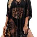 Sexy Elegant Lace Beach Cover Up for Women, Bathing Suit Cover Up, V-Neck Swimsuit Coverup for Poolside, Seaside and Party L