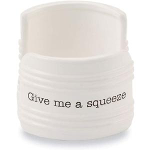 Mud Pie Give Me A Squeeze Sponge Caddy, 3" x 3", White