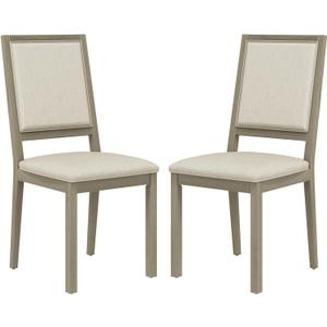 COLAMY Wood Dining Chairs Set of 2, Mid Century Modern Upholstered Kitchen Chairs,19 Inch Fabric Dining Chair with Back for Kitchen Dining Room, Grey