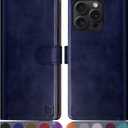 3 x SUANPOT Compatible with iPhone 16 Pro Max 6.9" Wallet case with RFID Blocking Credit Card Holder,Flip Book PU Leather Protective Cover Women Men for Apple 16 Pro Max Phone case Blue