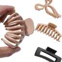 3 PCS Silicone Flexible Hair Claw Clips for Women Soft Bendable Claw Clip Scalp-Safe Soft Cloud Hairclip for Thin and ThickBlack + Dark Khaki + Light Khaki
