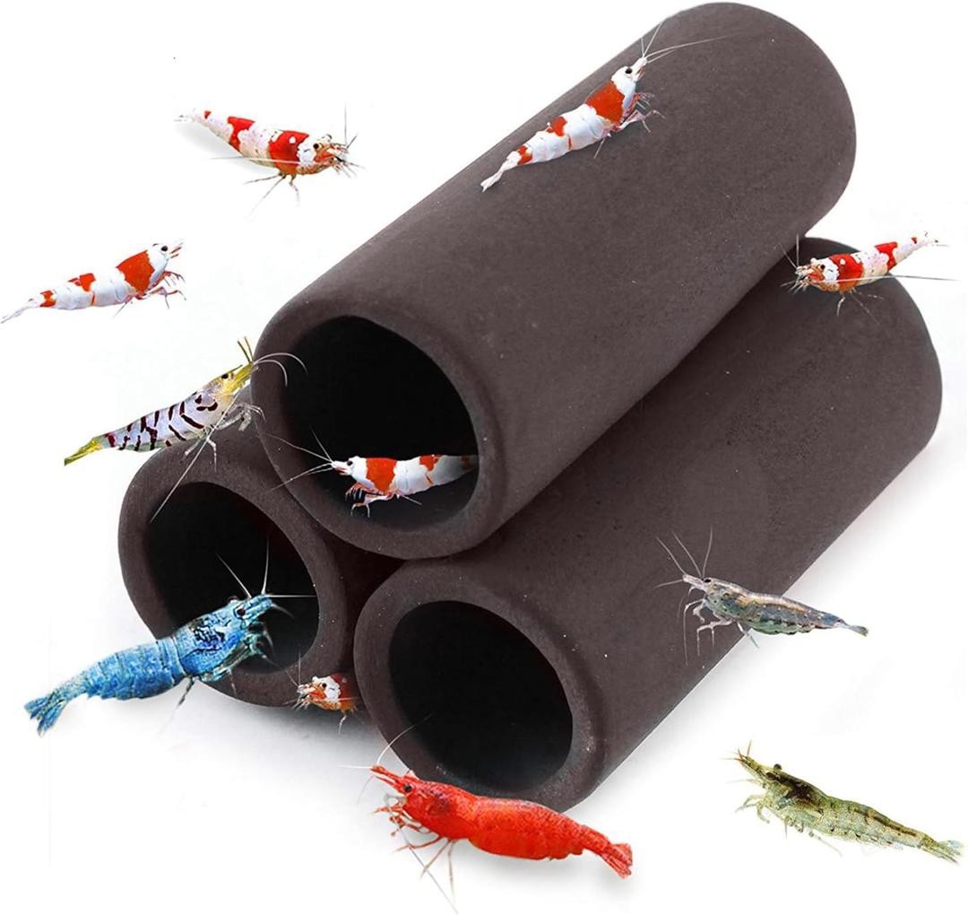 SunGrow Isopod & Shrimp Ceramic Shelters, 2.8 x 1.8 x 0.6 Inches, Small Reptile & Lizard Hiding Cave Connected Tubes, Aquarium Decor