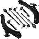 SCITOO 8pcs Suspension Kit 2 Front Lower Control Arm w/Ball Joint 2 Front Sway Bar End Link 2 Outer 2 Inner Tie Rod End Link for Nissan Sentra 2007 2008 2009 2010 2011 2012 2.0L 2.5L K620374